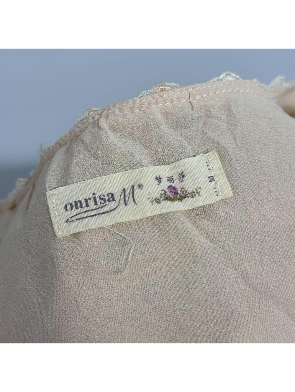 Vintage onrisa M Pastel Blush Pink Pure Silk Coquette Babydoll Blouse - Picture 6 of 7